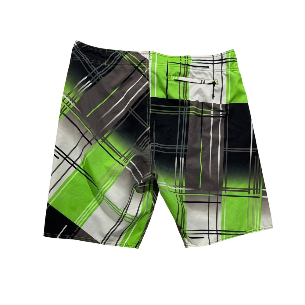 Fox Racing Neon Green Plaid Board Shorts Size 38